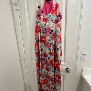 Chetta B Floral Midi Dress - Pink and Red